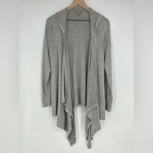 Aerie Gray Hooded Asymmetrical Open Front Cardigan Sweater In Women's Small‎